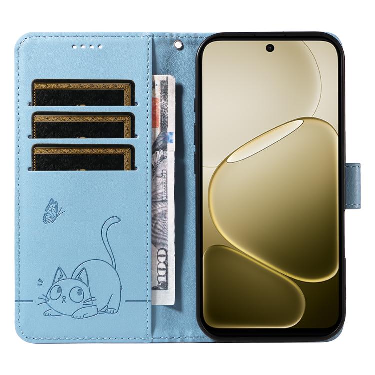 For OPPO A6X 5G / A6 5G Adorable Cat Embossed Pattern Flip Leather Phone Case