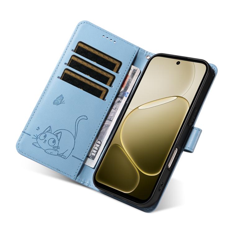 For OPPO A6X 5G / A6 5G Adorable Cat Embossed Pattern Flip Leather Phone Case