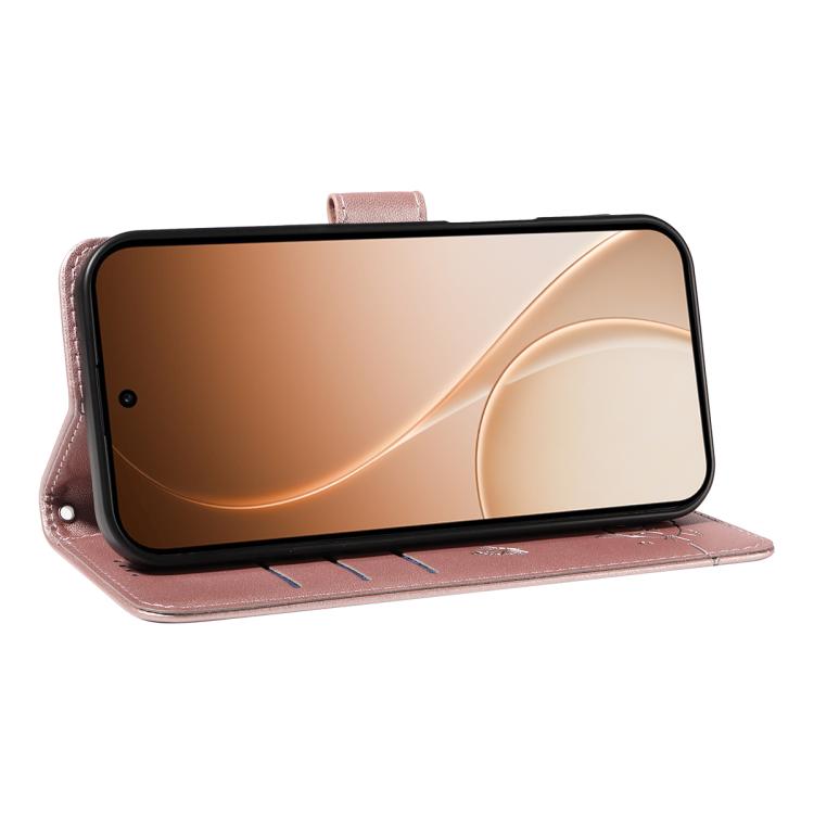 For OPPO Reno15 5G Global Adorable Cat Embossed Pattern Flip Leather Phone Case
