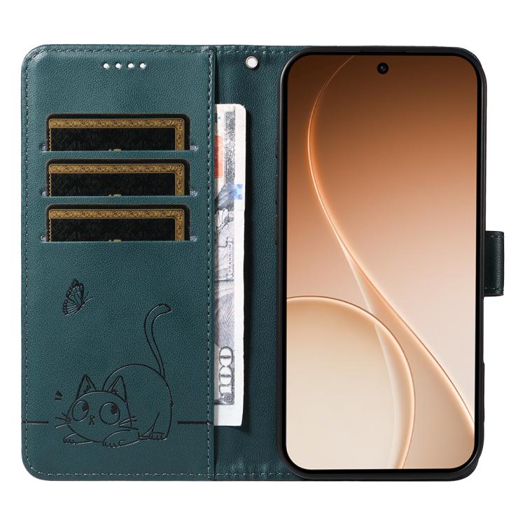 For OPPO Reno15 5G Global Adorable Cat Embossed Pattern Flip Leather Phone Case
