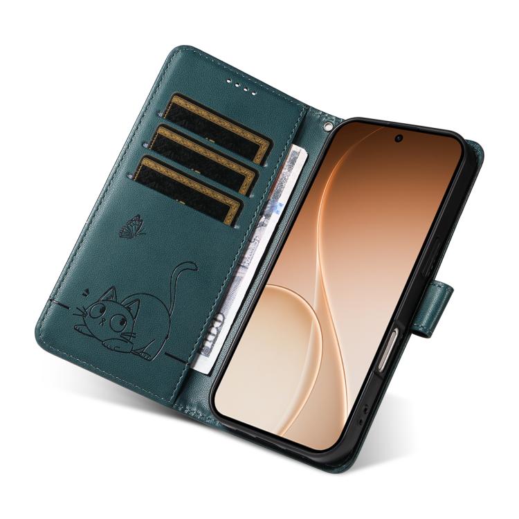 For OPPO Reno15 5G Global Adorable Cat Embossed Pattern Flip Leather Phone Case