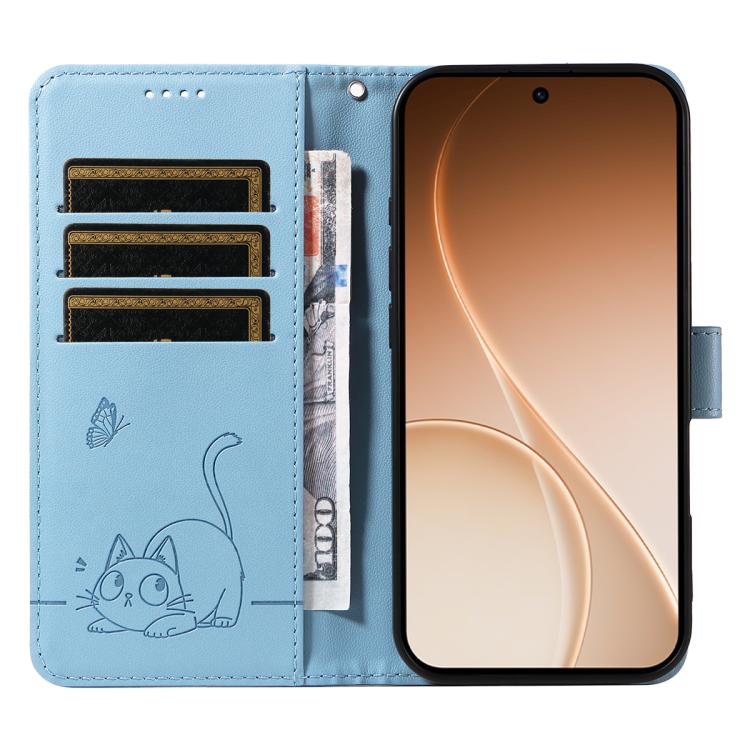 For OPPO Reno15 5G Global Adorable Cat Embossed Pattern Flip Leather Phone Case