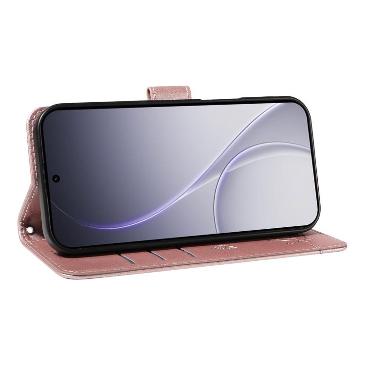 For OPPO Reno15 Pro 5G Global Adorable Cat Embossed Pattern Flip Leather Phone Case