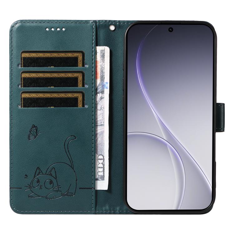 For OPPO Reno15 Pro 5G Global Adorable Cat Embossed Pattern Flip Leather Phone Case