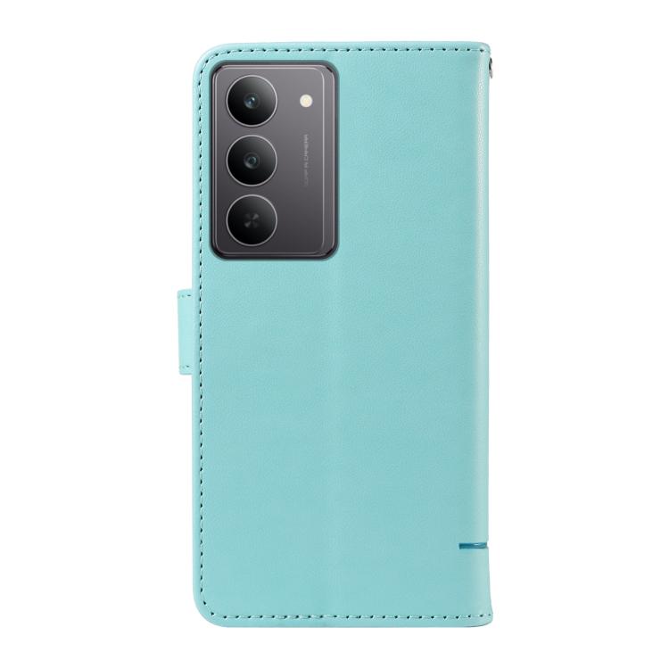 For Realme 14x 5G Global Adorable Cat Embossed Pattern Flip Leather Phone Case