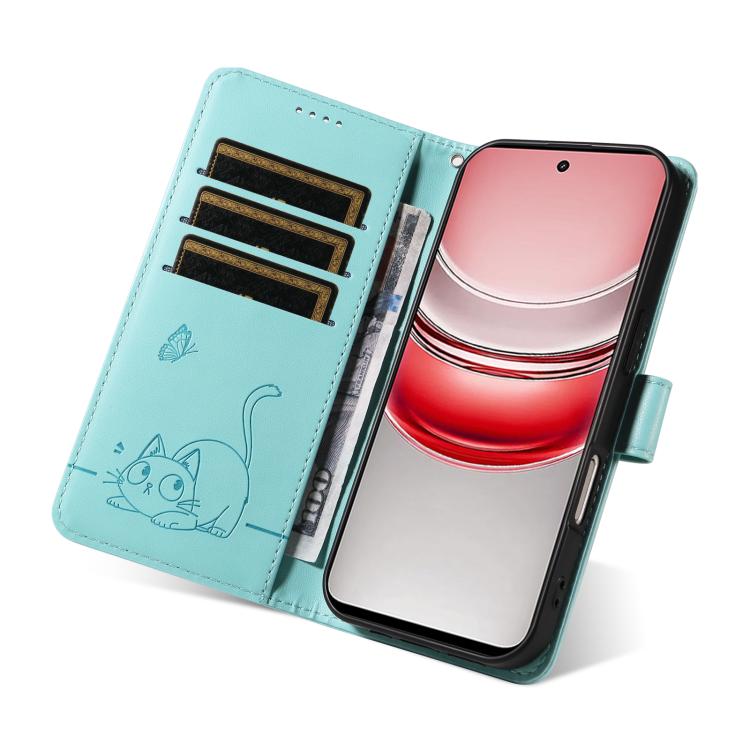 For Realme 14x 5G Global Adorable Cat Embossed Pattern Flip Leather Phone Case