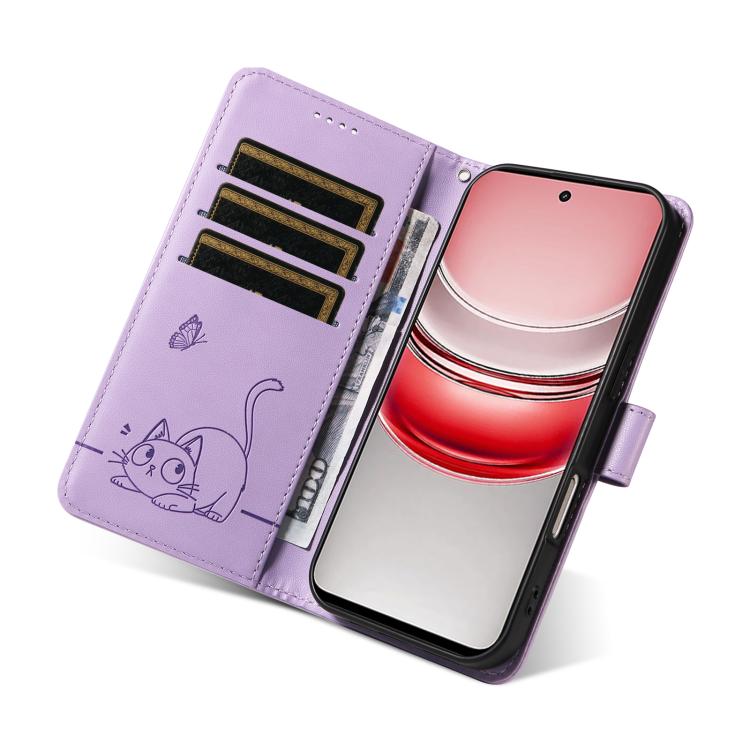 For Realme 14x 5G Global Adorable Cat Embossed Pattern Flip Leather Phone Case