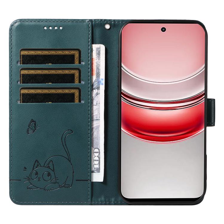 For Realme 14x 5G Global Adorable Cat Embossed Pattern Flip Leather Phone Case