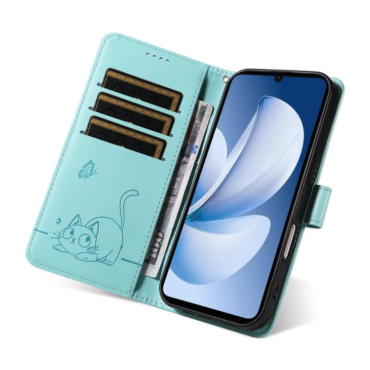 For Realme C71 4G India Adorable Cat Embossed Pattern Flip Leather Phone Case