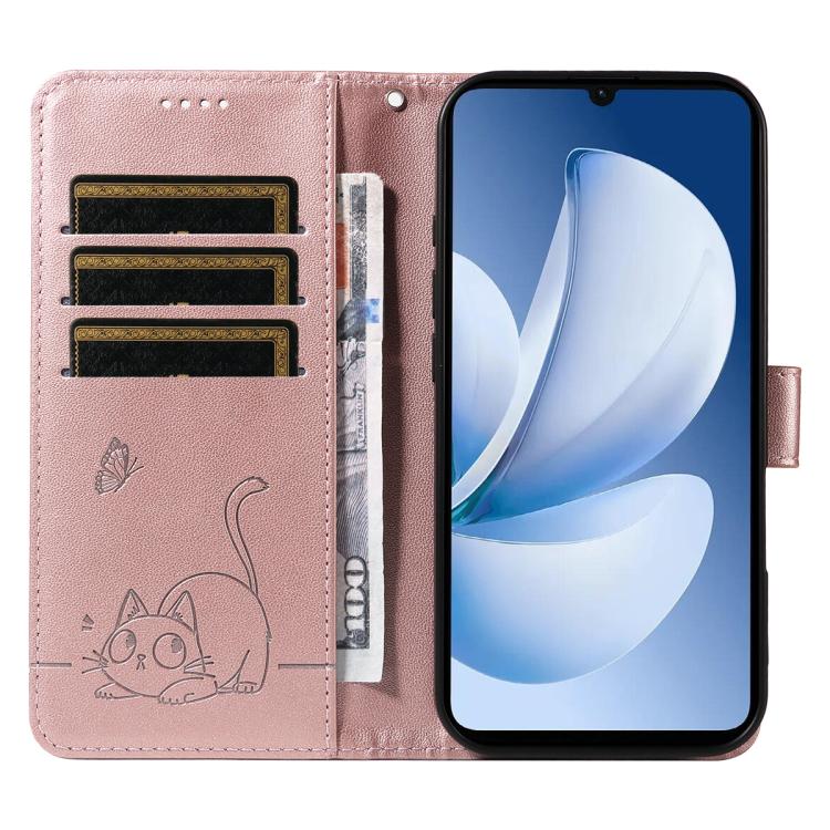 For Realme C71 4G India Adorable Cat Embossed Pattern Flip Leather Phone Case
