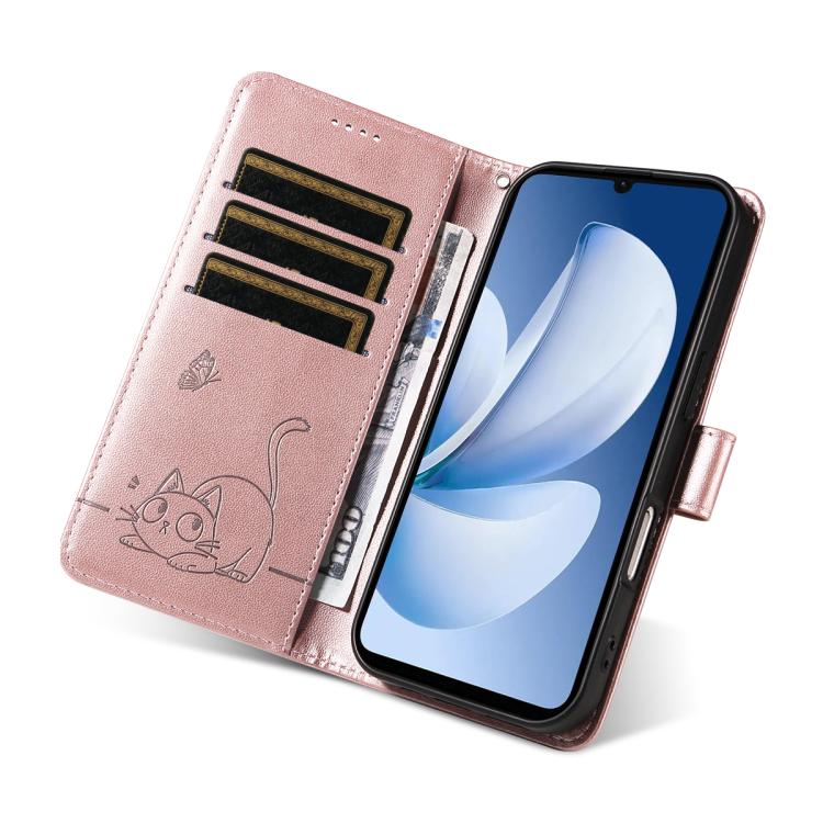 For Realme C71 4G India Adorable Cat Embossed Pattern Flip Leather Phone Case