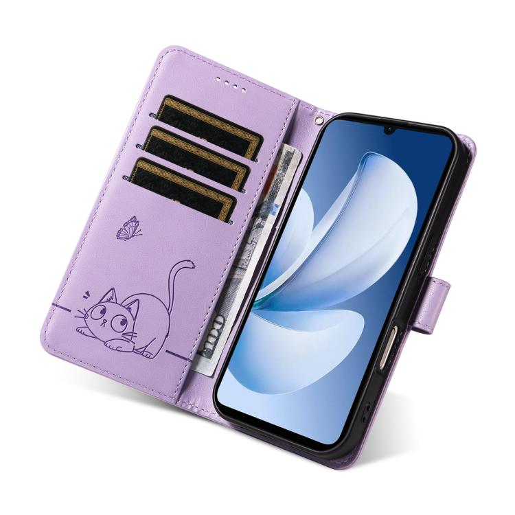For Realme C71 4G India Adorable Cat Embossed Pattern Flip Leather Phone Case