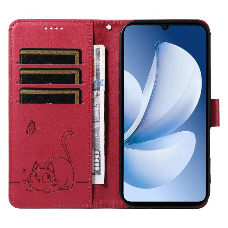 For Realme C71 4G India Adorable Cat Embossed Pattern Flip Leather Phone Case