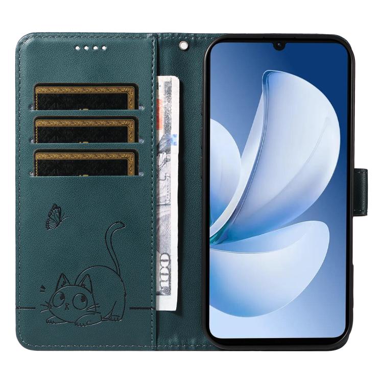 For Realme C71 4G India Adorable Cat Embossed Pattern Flip Leather Phone Case