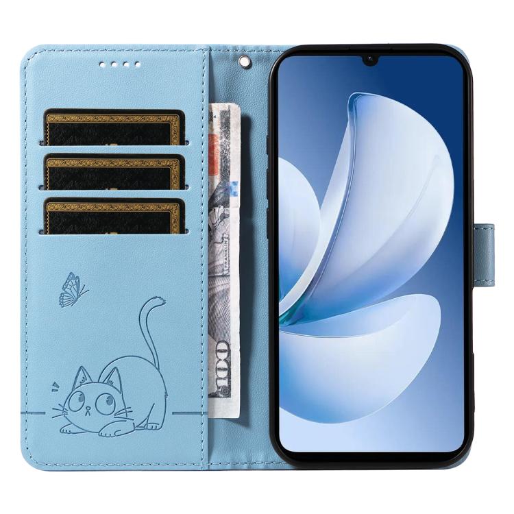 For Realme C71 4G India Adorable Cat Embossed Pattern Flip Leather Phone Case