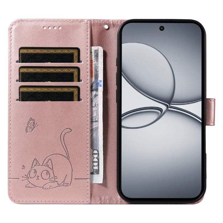 For Realme 15T 5G Adorable Cat Embossed Pattern Flip Leather Phone Case