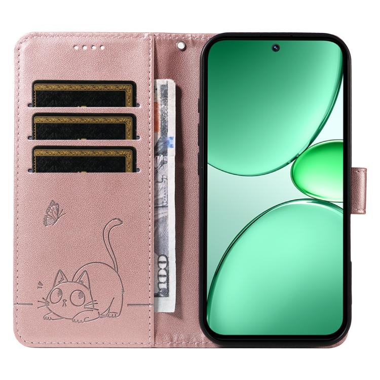 For Realme C85 5G / 15X 5G India Adorable Cat Embossed Pattern Flip Leather Phone Case