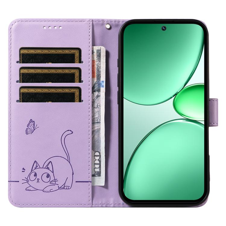 For Realme C85 5G / 15X 5G India Adorable Cat Embossed Pattern Flip Leather Phone Case