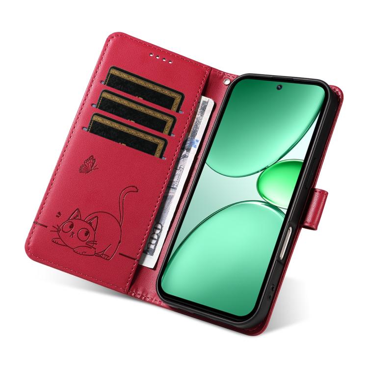 For Realme C85 5G / 15X 5G India Adorable Cat Embossed Pattern Flip Leather Phone Case