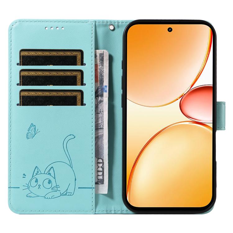 For Realme C85 Pro 4G Adorable Cat Embossed Pattern Flip Leather Phone Case