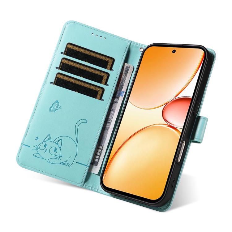 For Realme C85 Pro 4G Adorable Cat Embossed Pattern Flip Leather Phone Case