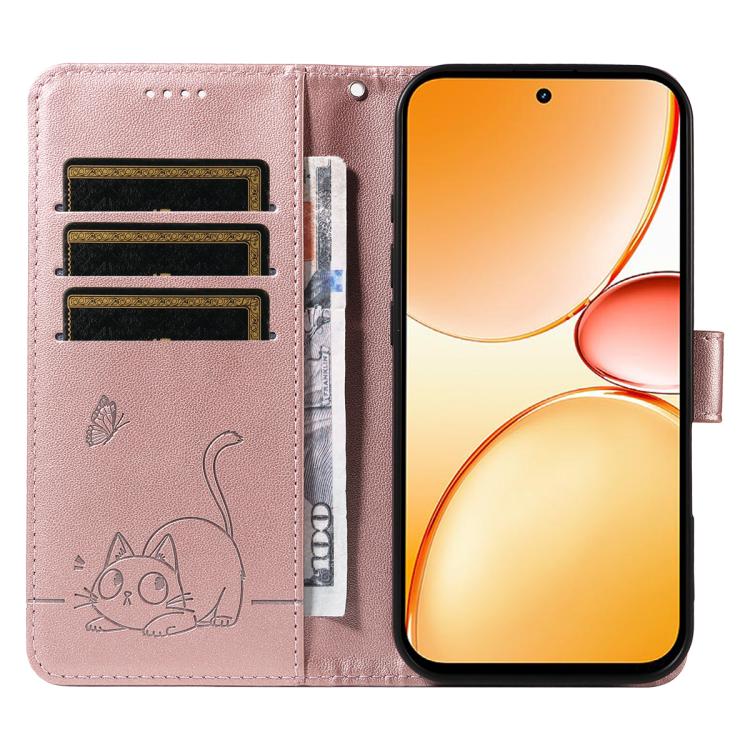 For Realme C85 Pro 4G Adorable Cat Embossed Pattern Flip Leather Phone Case