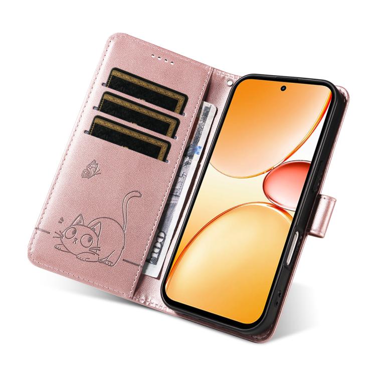 For Realme C85 Pro 4G Adorable Cat Embossed Pattern Flip Leather Phone Case
