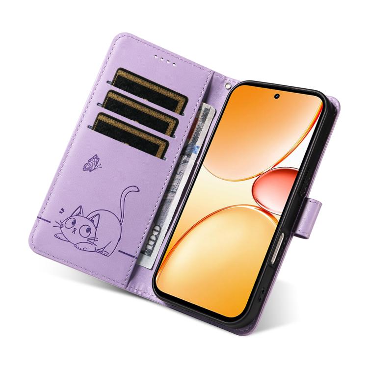 For Realme C85 Pro 4G Adorable Cat Embossed Pattern Flip Leather Phone Case