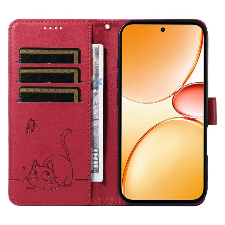 For Realme C85 Pro 4G Adorable Cat Embossed Pattern Flip Leather Phone Case
