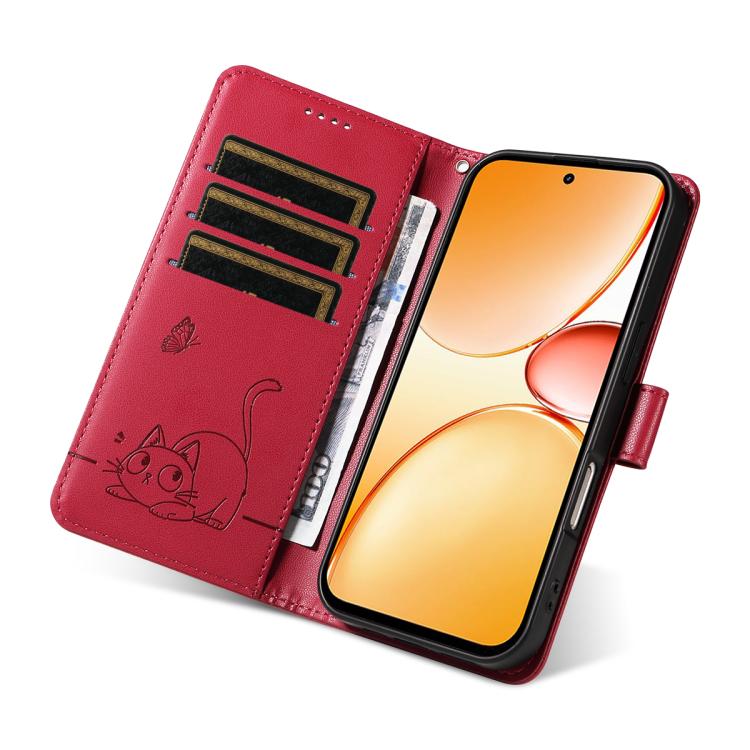 For Realme C85 Pro 4G Adorable Cat Embossed Pattern Flip Leather Phone Case