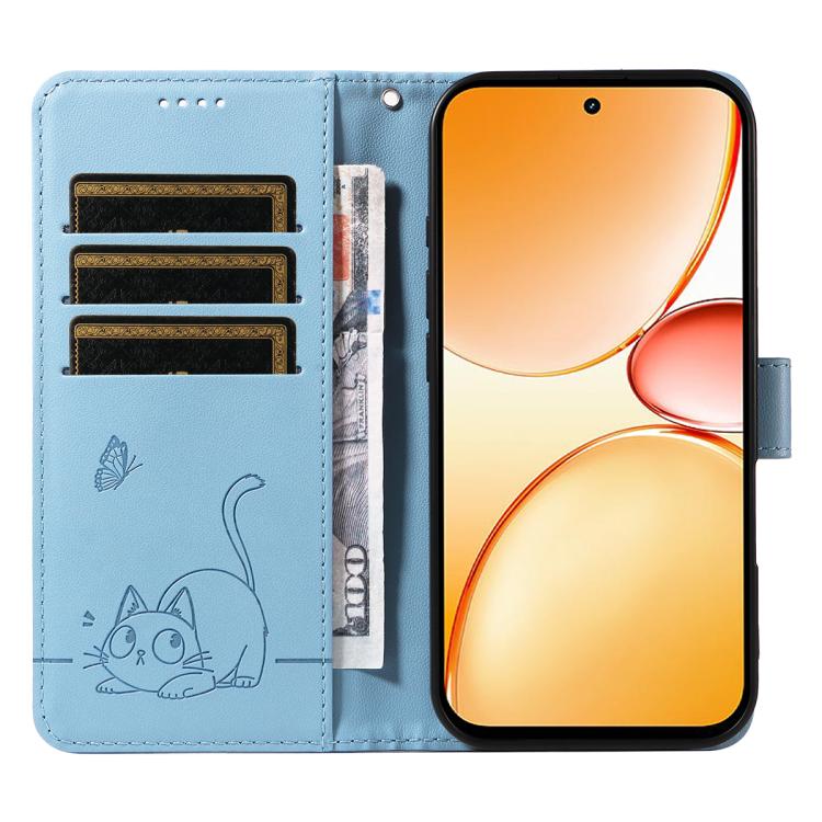 For Realme C85 Pro 4G Adorable Cat Embossed Pattern Flip Leather Phone Case