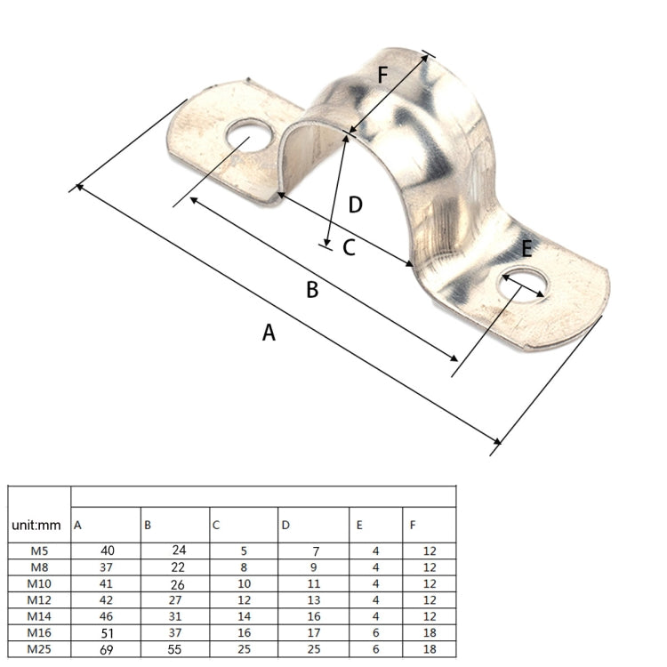 80 in 1 Stainless Steel Hole Tube Clips U-tube Clamp Connecting Ring Hose Clamp