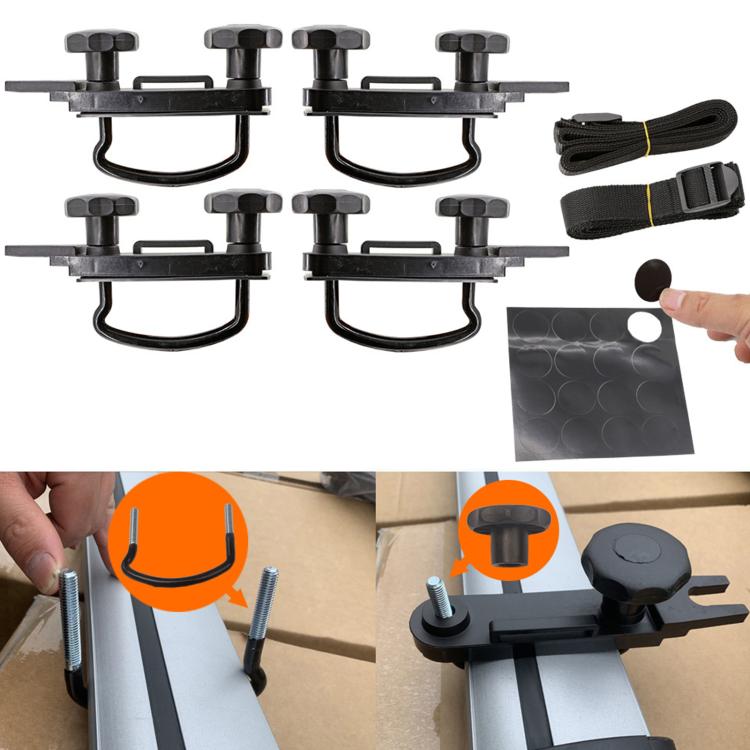 Car Roof Luggage Box Fixing Installation Accessories Roof U-bolt U-hook Clamp Kit - Black