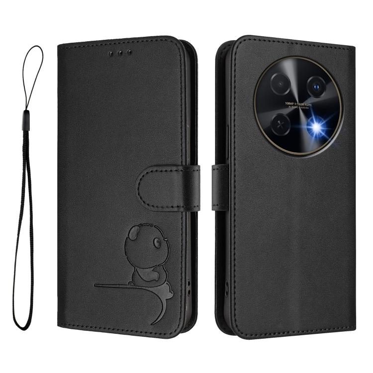 For Huawei nova 12i / nova 13i 4G Litter Panda Embossing RFID Leather Phone Case with Lanyard