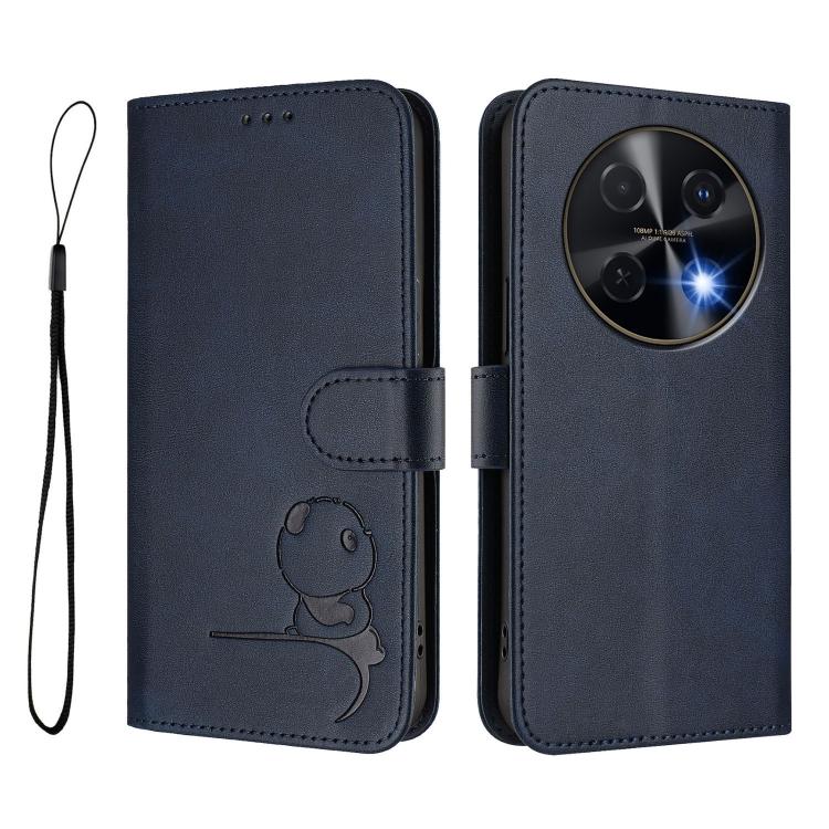 For Huawei nova 12i / nova 13i 4G Litter Panda Embossing RFID Leather Phone Case with Lanyard