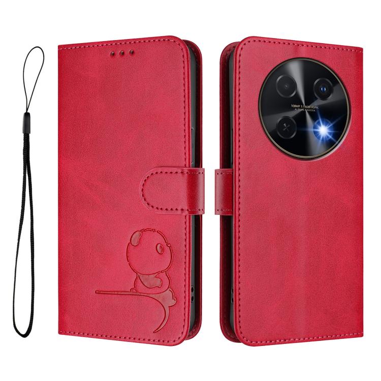 For Huawei nova 12i / nova 13i 4G Litter Panda Embossing RFID Leather Phone Case with Lanyard