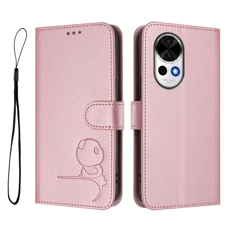 For Huawei nova 12 / nova 13 Litter Panda Embossing RFID Leather Phone Case with Lanyard