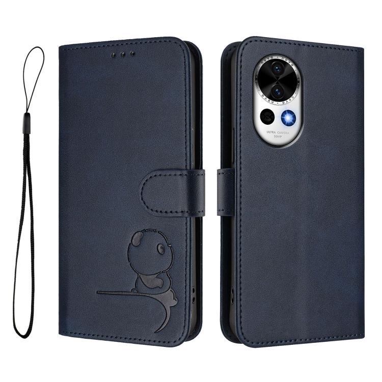 For Huawei nova 12 / nova 13 Litter Panda Embossing RFID Leather Phone Case with Lanyard