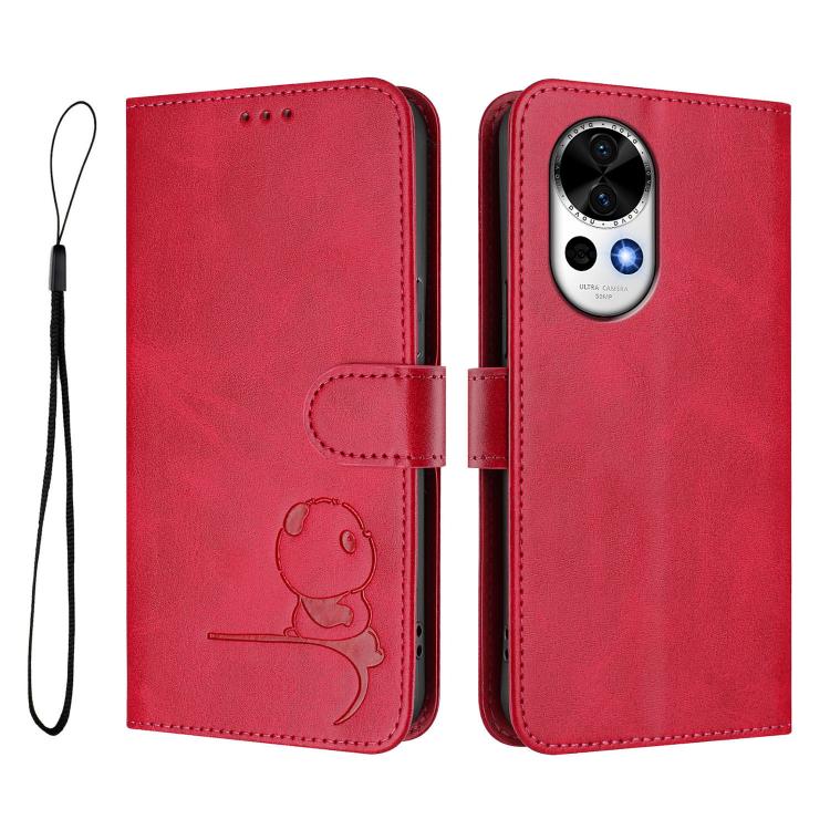 For Huawei nova 12 / nova 13 Litter Panda Embossing RFID Leather Phone Case with Lanyard