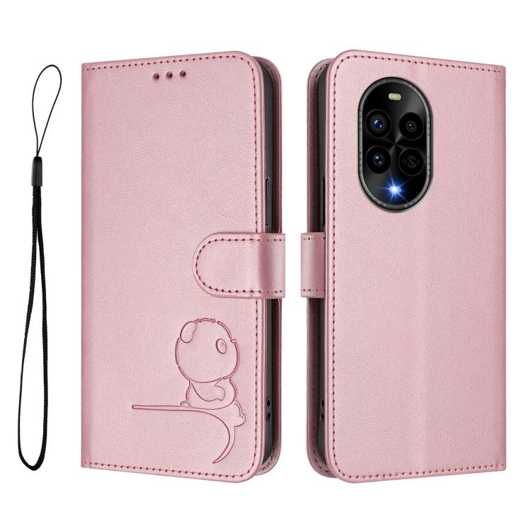 For Huawei nova 13 Pro Litter Panda Embossing RFID Leather Phone Case with Lanyard