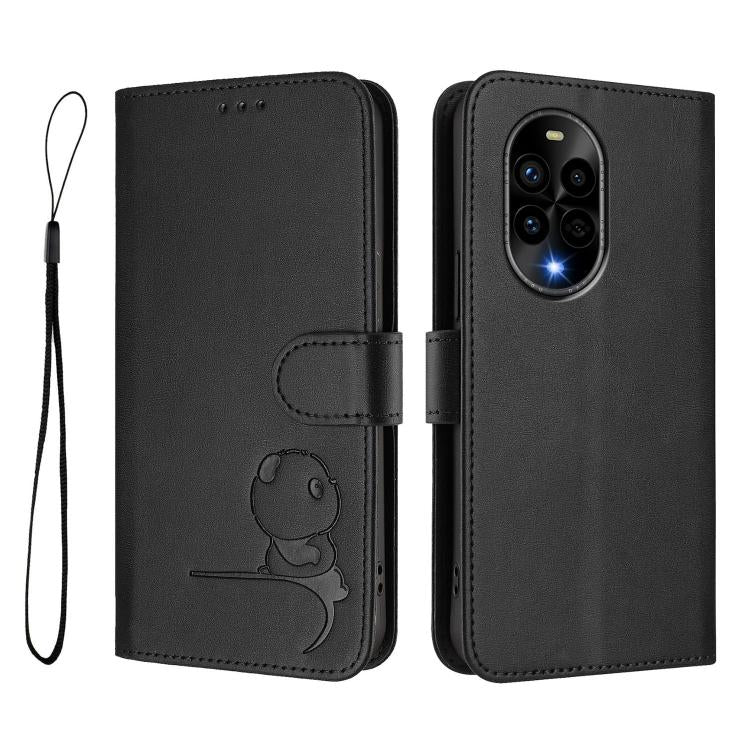 For Huawei nova 13 Pro Litter Panda Embossing RFID Leather Phone Case with Lanyard