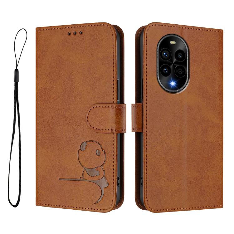 For Huawei nova 13 Pro Litter Panda Embossing RFID Leather Phone Case with Lanyard