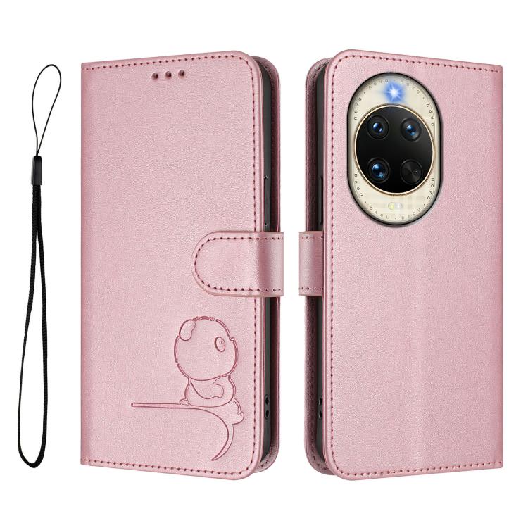 For Huawei nova 14 Litter Panda Embossing RFID Leather Phone Case with Lanyard