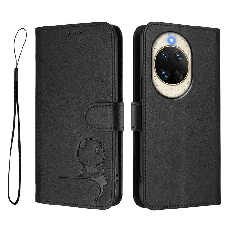 For Huawei nova 14 Litter Panda Embossing RFID Leather Phone Case with Lanyard