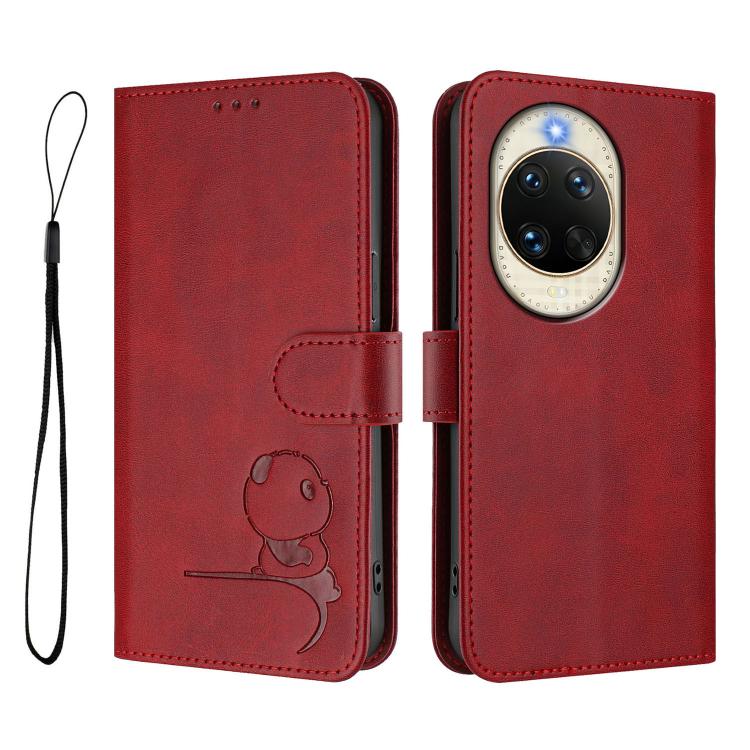 For Huawei nova 14 Litter Panda Embossing RFID Leather Phone Case with Lanyard