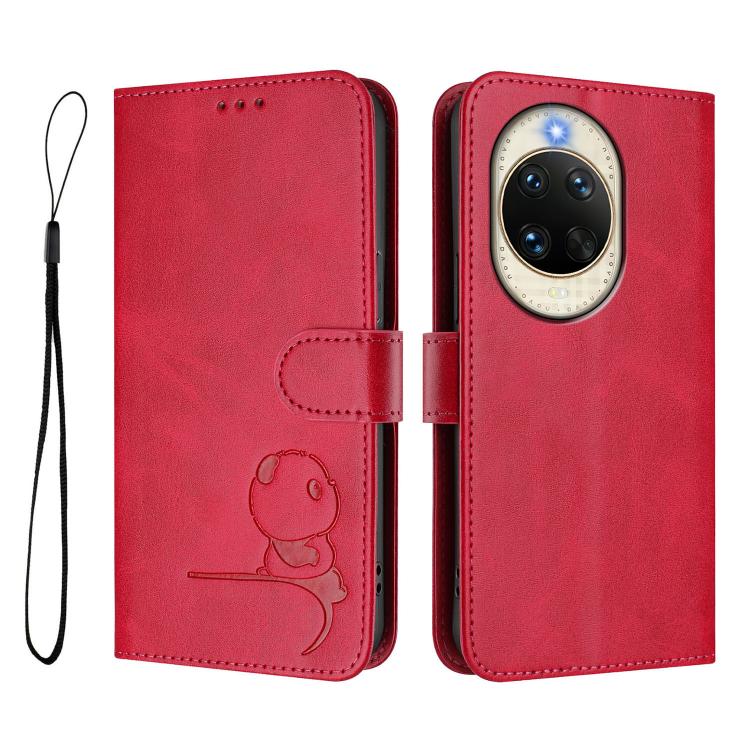 For Huawei nova 14 Litter Panda Embossing RFID Leather Phone Case with Lanyard
