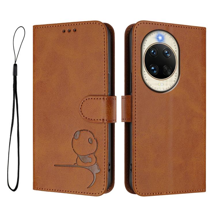 For Huawei nova 14 Litter Panda Embossing RFID Leather Phone Case with Lanyard