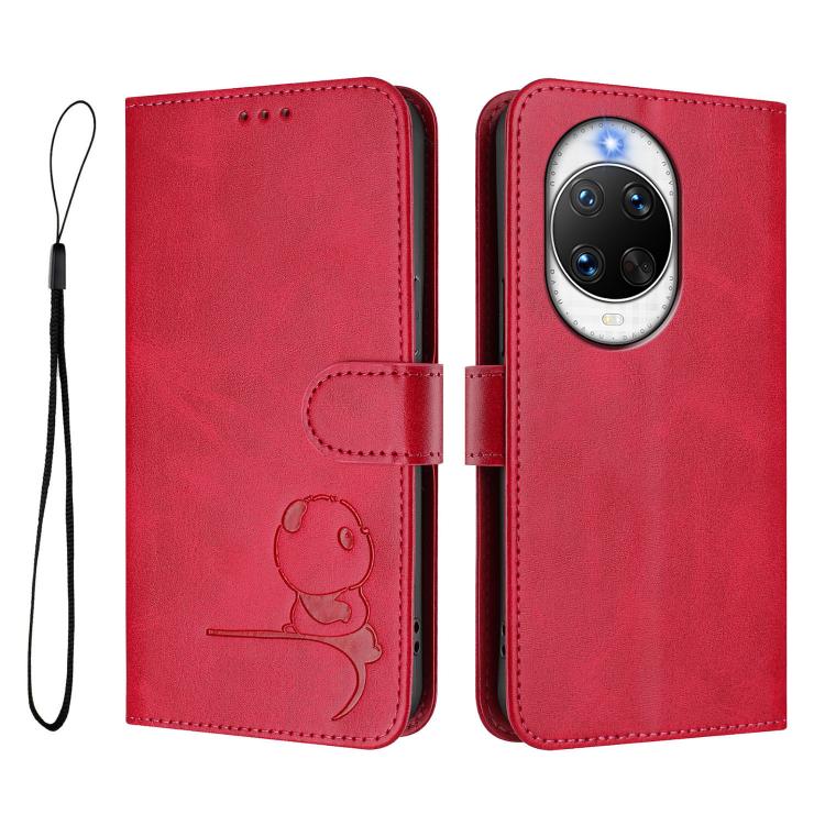 For Huawei nova 14 Pro Litter Panda Embossing RFID Leather Phone Case with Lanyard