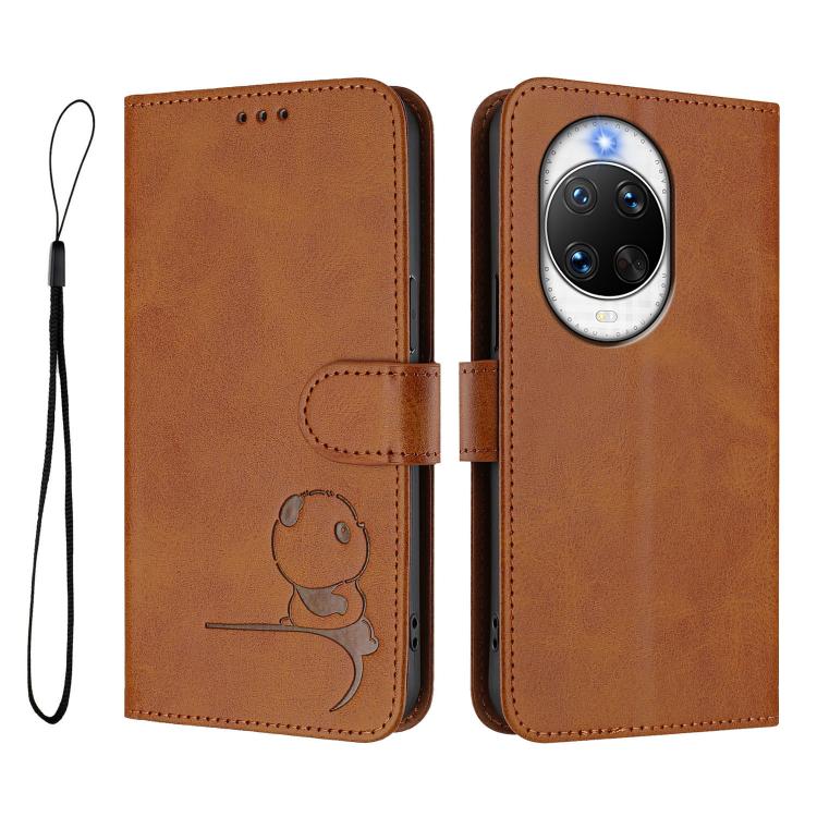 For Huawei nova 14 Pro Litter Panda Embossing RFID Leather Phone Case with Lanyard