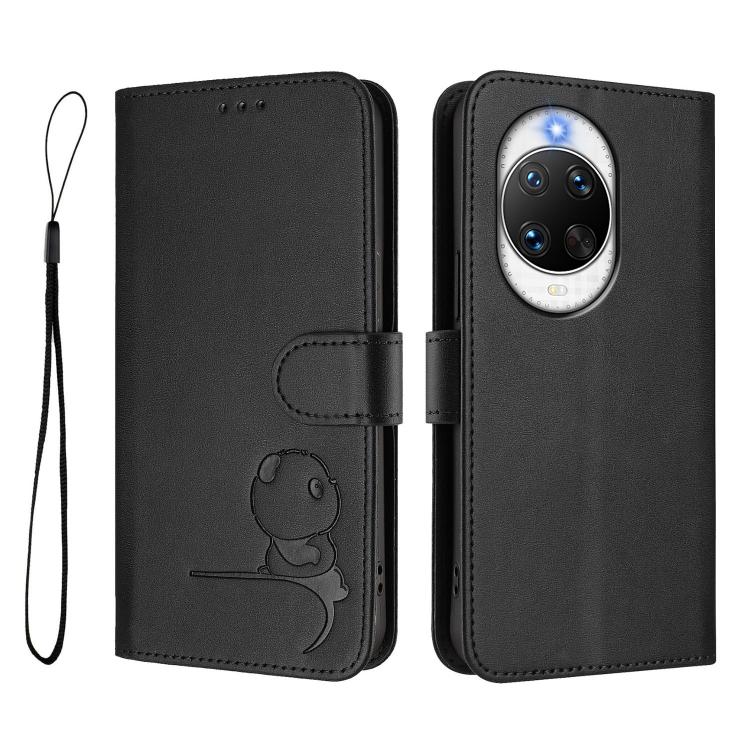 For Huawei nova 14 Ultra Litter Panda Embossing RFID Leather Phone Case with Lanyard